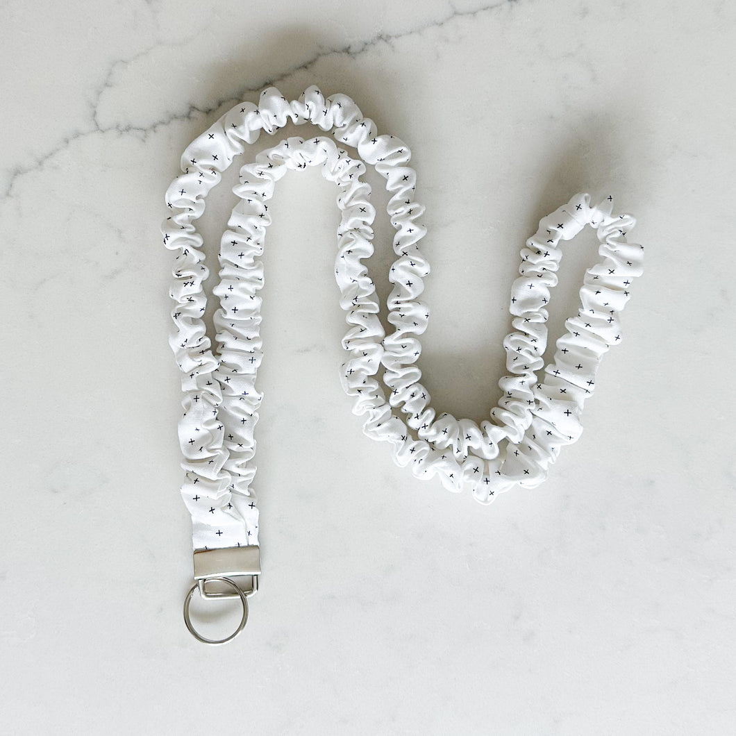 White Plus Plus Scrunchie Lanyard