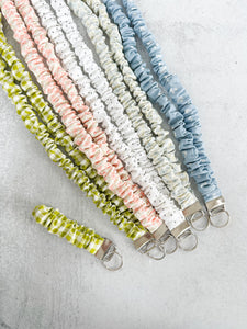 Green Gingham Scrunchie Lanyard and Keychain Set