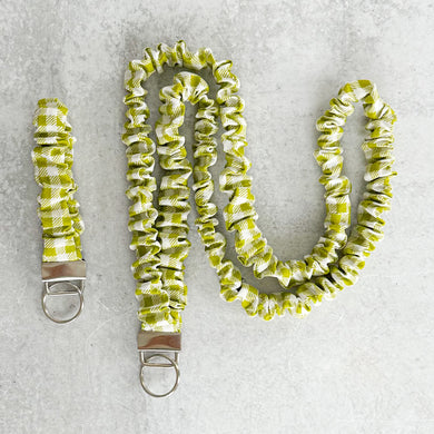 Green Gingham Scrunchie Lanyard and Keychain Set