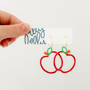 Doodle Open Apple Hoop Earrings
