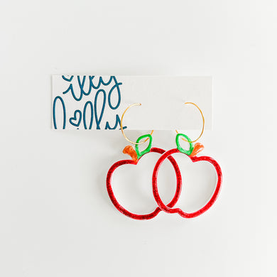 Doodle Open Apple Hoop Earrings