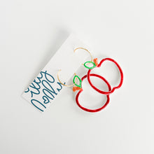 Load image into Gallery viewer, Doodle Open Apple Hoop Earrings