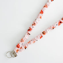 Load image into Gallery viewer, Pink Party Pumpkins Scrunchie Lanyard