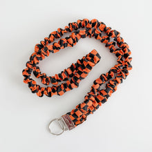 Load image into Gallery viewer, Orange and Black Checker Scrunchie Lanyard