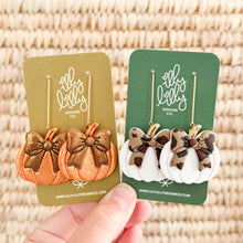 Load image into Gallery viewer, White and Cheetah Statement Pumpkin Earrings