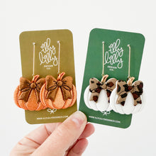 Load image into Gallery viewer, White and Cheetah Statement Pumpkin Earrings
