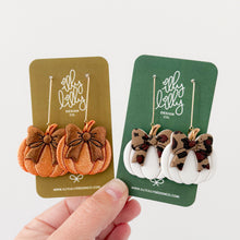 Load image into Gallery viewer, Orange and Brown Glitter Statement Pumpkin Earrings