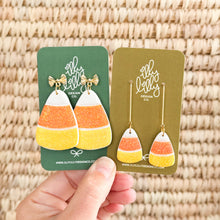 Load image into Gallery viewer, Mini Glitter Candy Corn Earrings