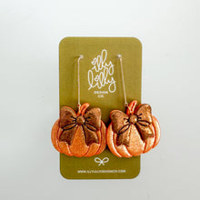 Load image into Gallery viewer, Orange and Brown Glitter Statement Pumpkin Earrings