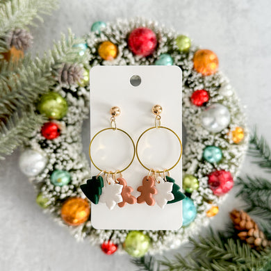 Triple Holiday Shape Circle Earrings
