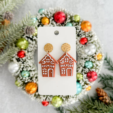 Folk Art Gingerbread House Earrings