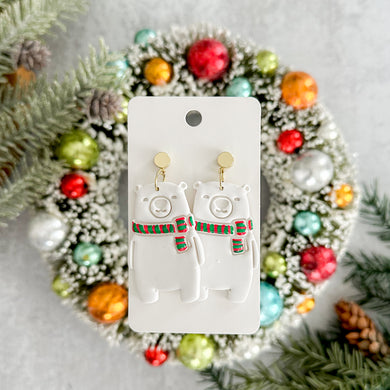 Christmas Scarf Polar Bear Earrings