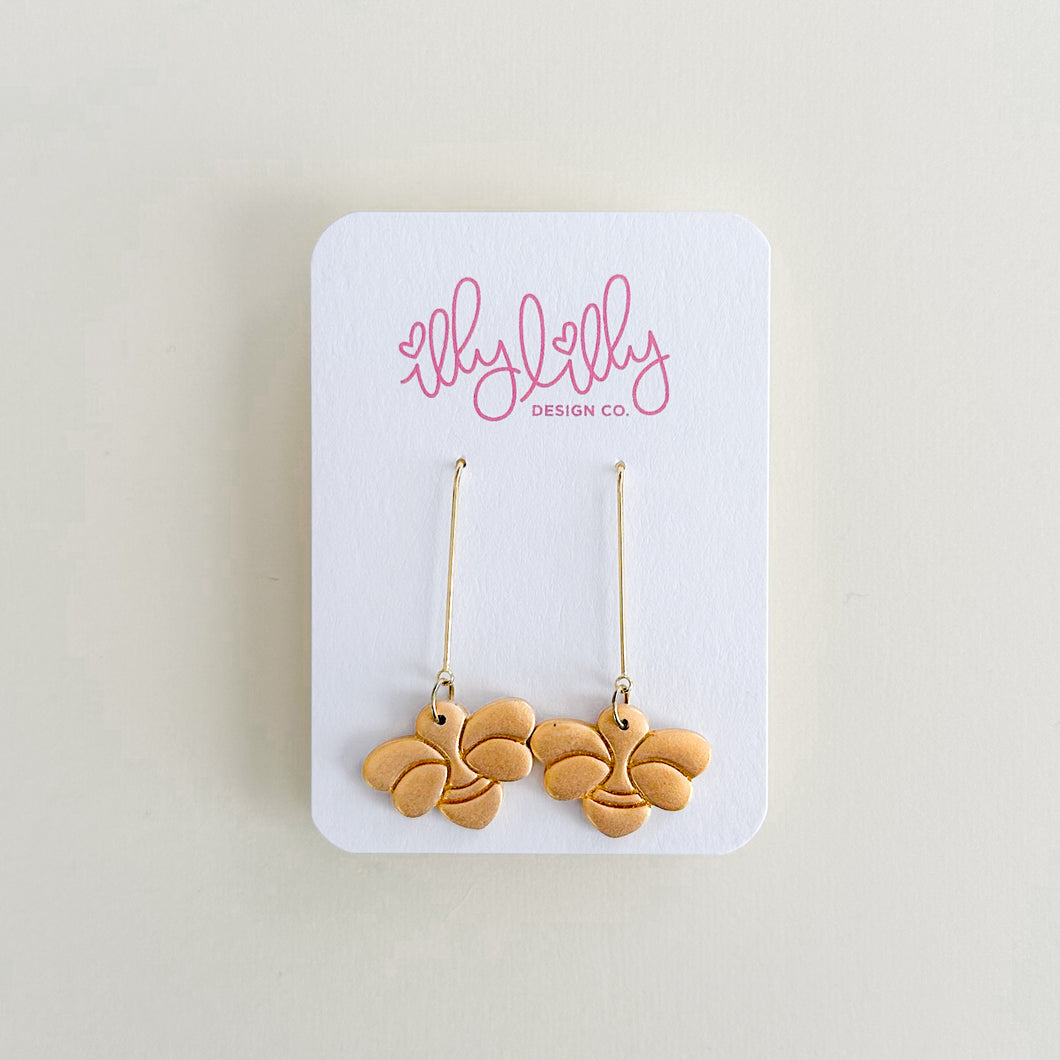 Gold Bee Drop Earrings
