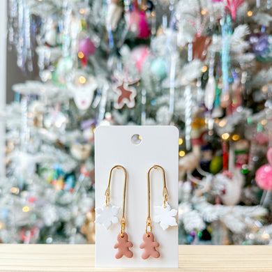 Snowflake Gingerbread Icon Arch Earrings