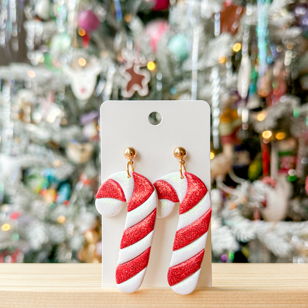 Glitter Candy Cane Earrings