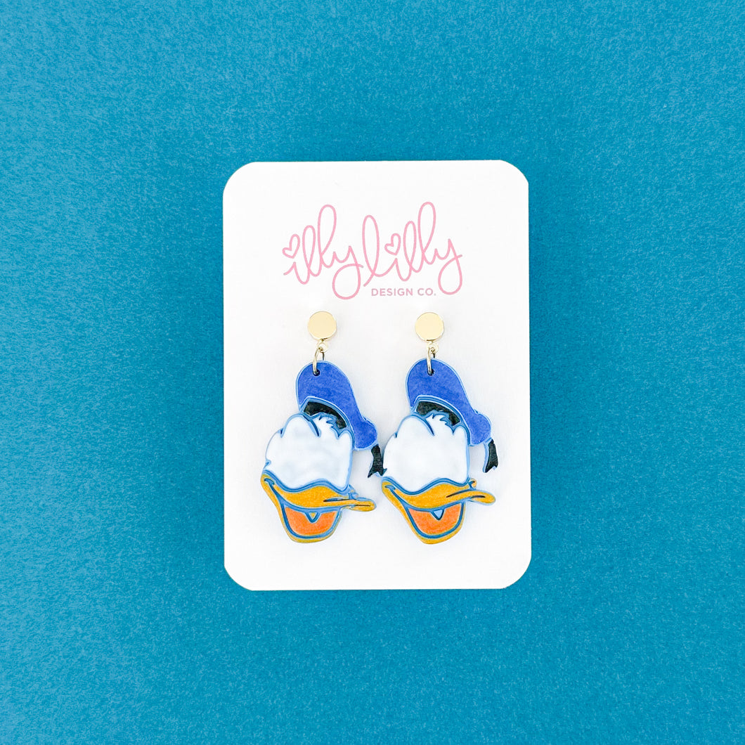 (Color Clay Base) Donald Duck Earrings