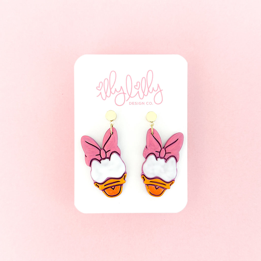 (Color Clay Base) Daisy Duck Earrings