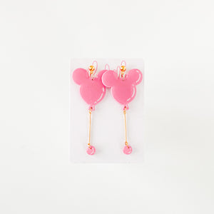 Pink Mouse Balloon Earrings