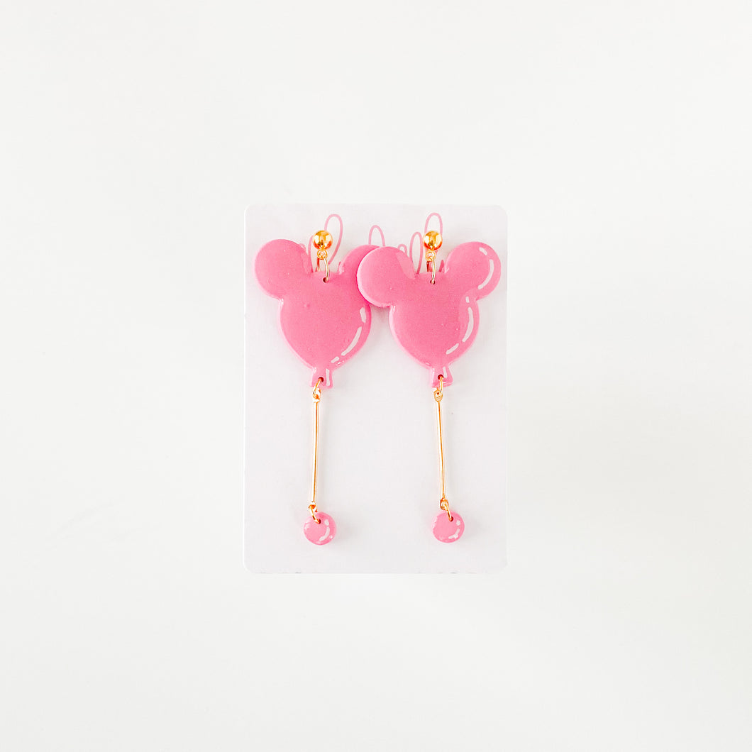 Pink Mouse Balloon Earrings