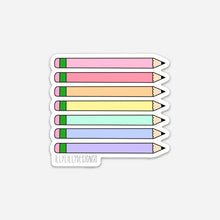 Load image into Gallery viewer, Rainbow Pencil Stickers 3”