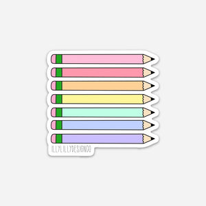 Rainbow Pencil Stickers 3”