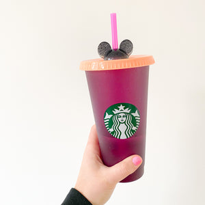 Glitter Black Magical Mouse Straw Toppers
