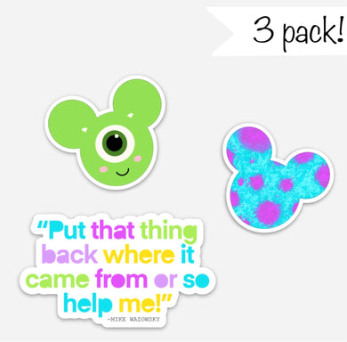 Monsters Inc. Sticker 3 Pack