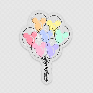 Magical Mouse Balloon Clear 3” Sticker