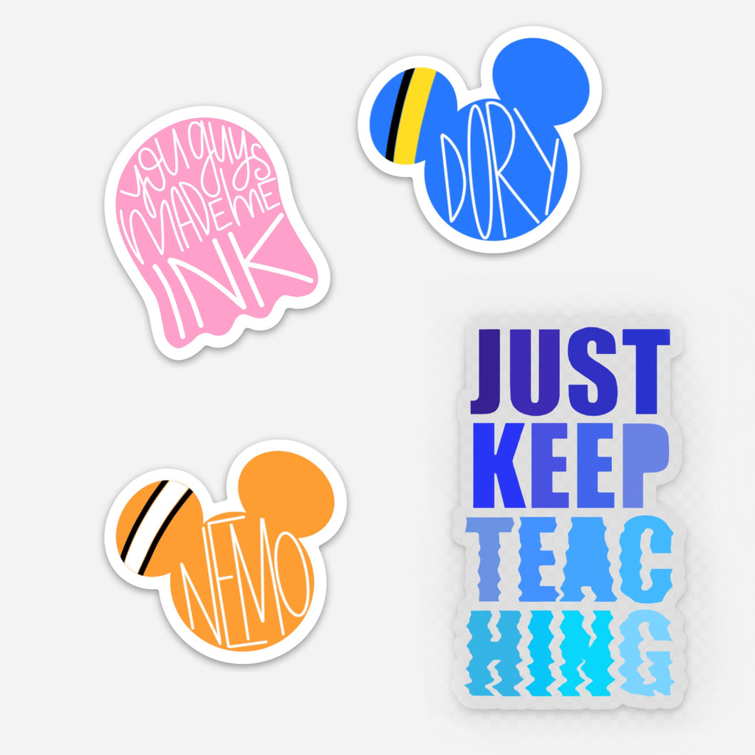 Just Keep Swimming Sticker 4 Pack