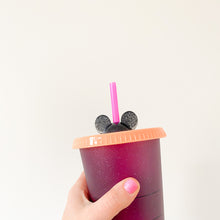 Load image into Gallery viewer, Glitter Black Magical Mouse Straw Toppers
